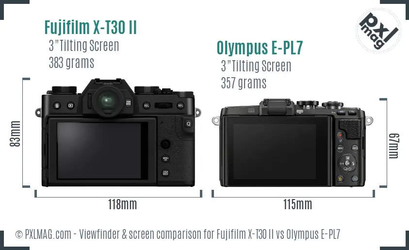 Fujifilm X-T30 II vs Olympus E-PL7 Screen and Viewfinder comparison