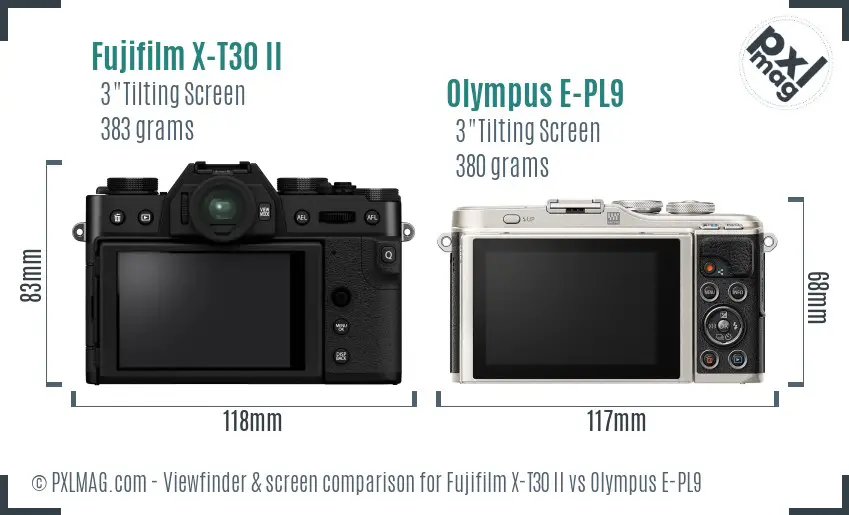 Fujifilm X-T30 II vs Olympus E-PL9 Screen and Viewfinder comparison