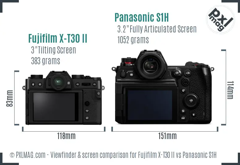 Fujifilm X-T30 II vs Panasonic S1H Screen and Viewfinder comparison