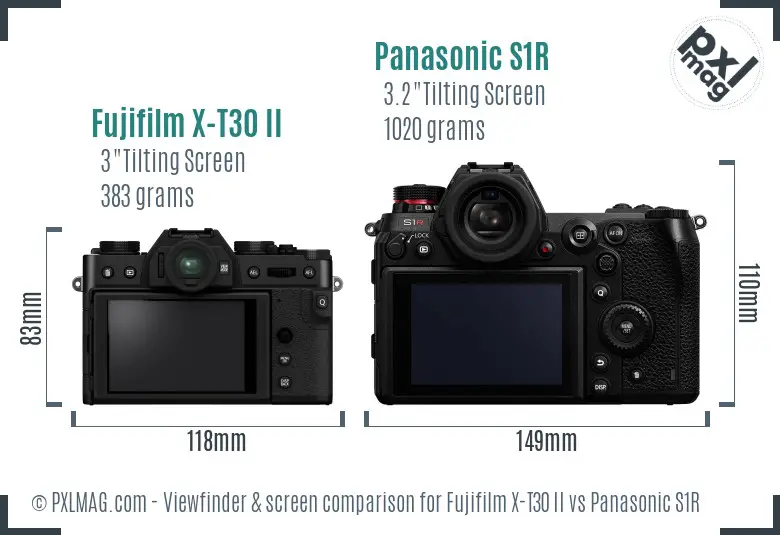 Fujifilm X-T30 II vs Panasonic S1R Screen and Viewfinder comparison