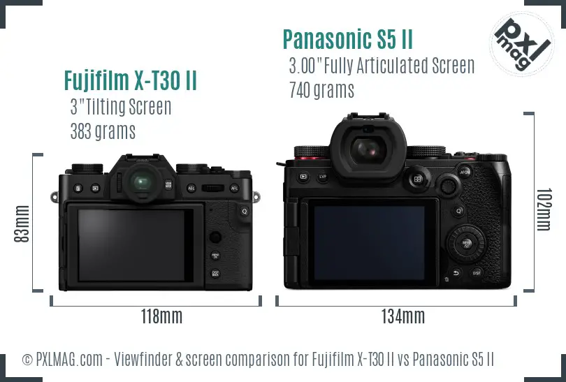 Fujifilm X-T30 II vs Panasonic S5 II Screen and Viewfinder comparison