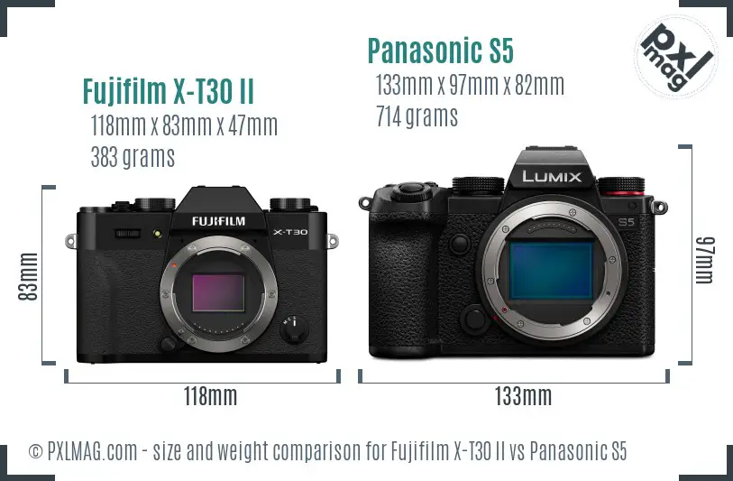 Fujifilm X-T30 II vs Panasonic S5 size comparison Fujifilm X-T30 II vs Panasonic S5 size comparison
