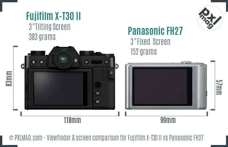 Fujifilm X-T30 II vs Panasonic FH27 Screen and Viewfinder comparison