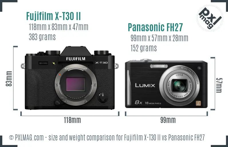 Fujifilm X-T30 II vs Panasonic FH27 size comparison