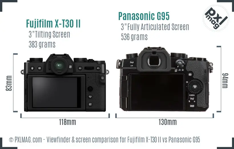 Fujifilm X-T30 II vs Panasonic G95 Screen and Viewfinder comparison Fujifilm X-T30 II vs Panasonic G95 Screen and Viewfinder comparison