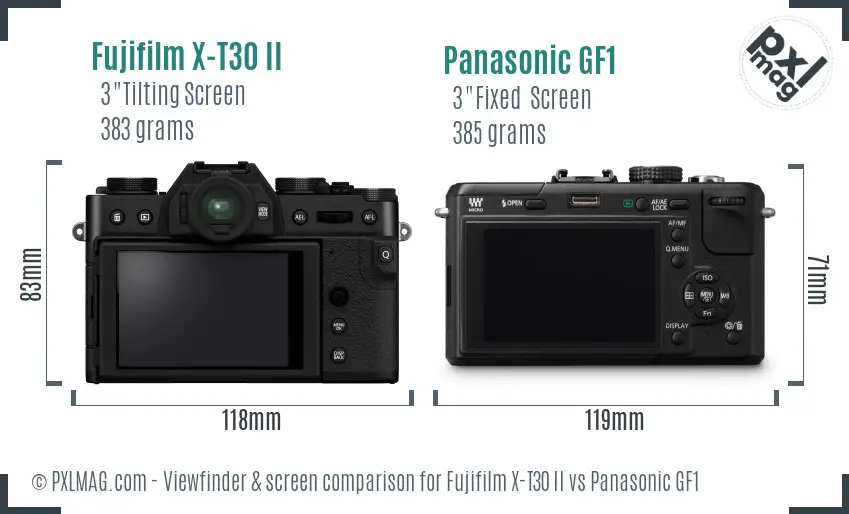 Fujifilm X-T30 II vs Panasonic GF1 Screen and Viewfinder comparison
