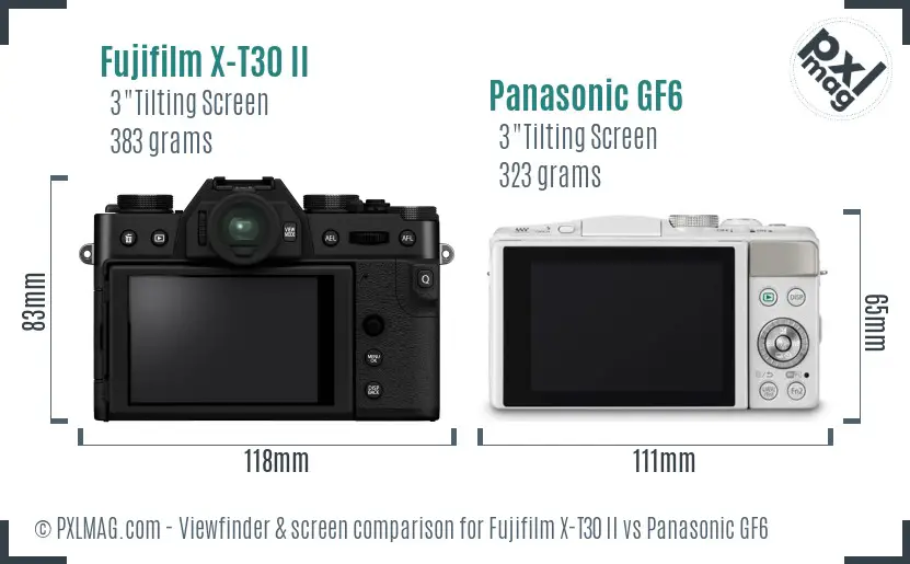 Fujifilm X-T30 II vs Panasonic GF6 Screen and Viewfinder comparison