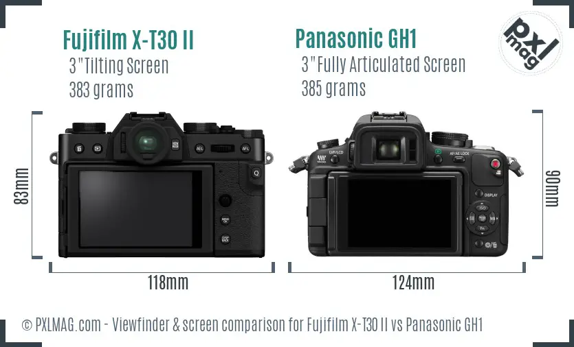 Fujifilm X-T30 II vs Panasonic GH1 Screen and Viewfinder comparison
