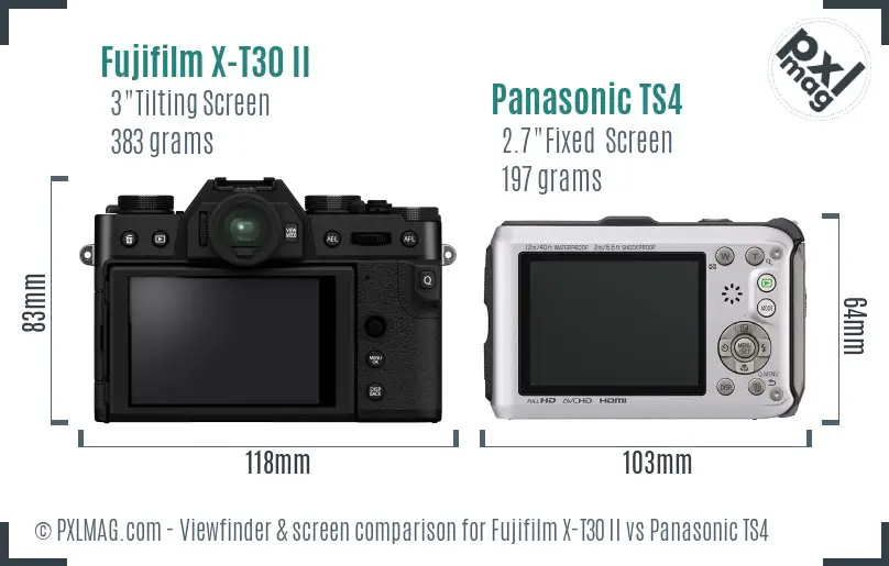 Fujifilm X-T30 II vs Panasonic TS4 Screen and Viewfinder comparison