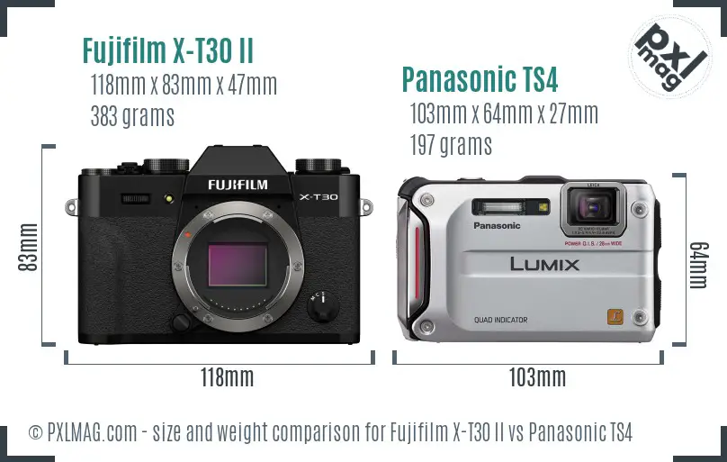 Fujifilm X-T30 II vs Panasonic TS4 size comparison