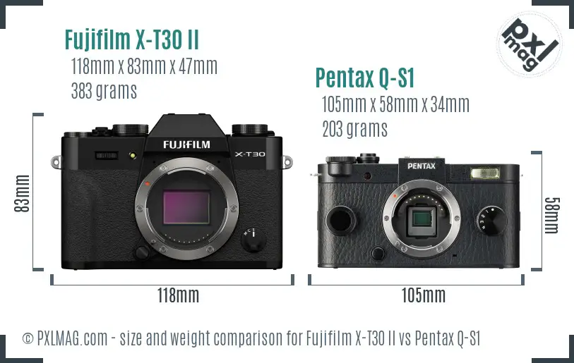 Fujifilm X-T30 II vs Pentax Q-S1 size comparison