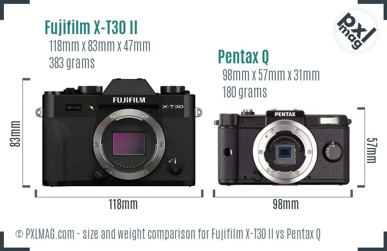 Fujifilm X-T30 II vs Pentax Q size comparison