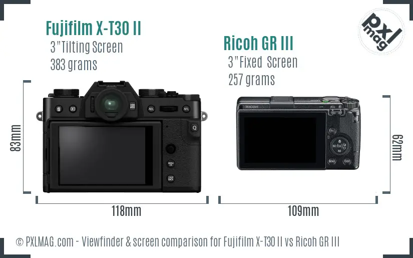 Fujifilm X-T30 II vs Ricoh GR III Screen and Viewfinder comparison Fujifilm X-T30 II vs Ricoh GR III Screen and Viewfinder comparison