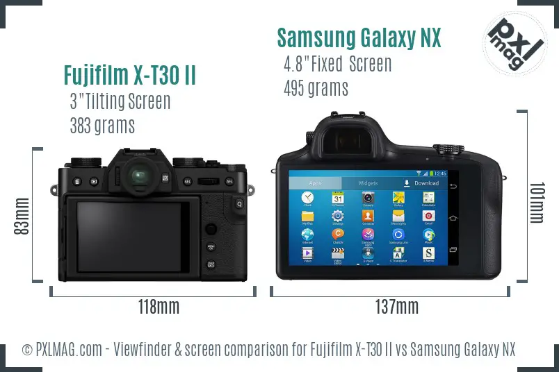 Fujifilm X-T30 II vs Samsung Galaxy NX Screen and Viewfinder comparison