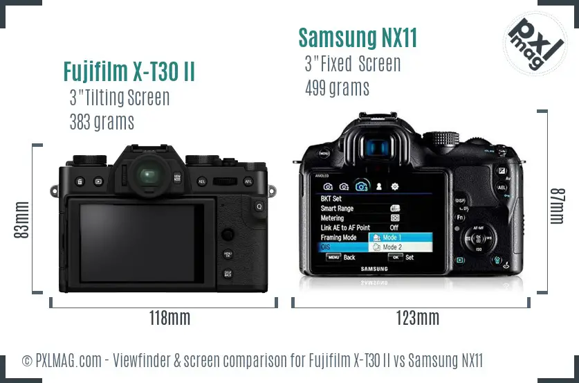 Fujifilm X-T30 II vs Samsung NX11 Screen and Viewfinder comparison