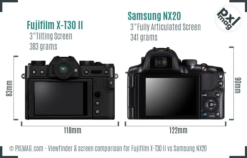 Fujifilm X-T30 II vs Samsung NX20 Screen and Viewfinder comparison