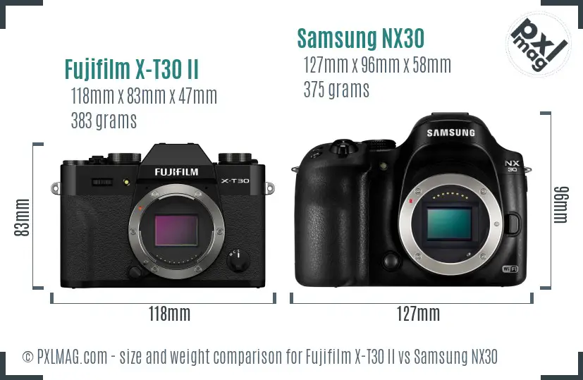 Fujifilm X-T30 II vs Samsung NX30 size comparison