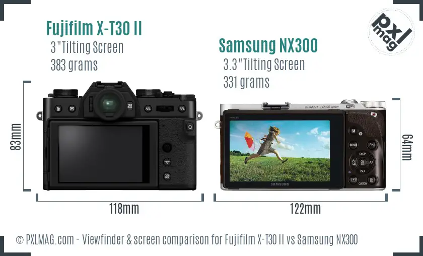 Fujifilm X-T30 II vs Samsung NX300 Screen and Viewfinder comparison