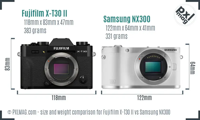 Fujifilm X-T30 II vs Samsung NX300 size comparison