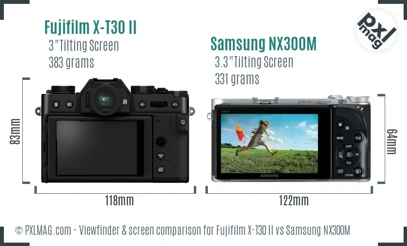 Fujifilm X-T30 II vs Samsung NX300M Screen and Viewfinder comparison