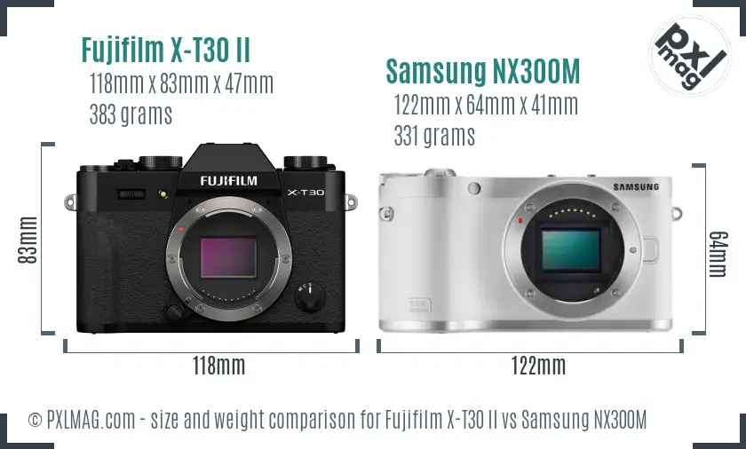 Fujifilm X-T30 II vs Samsung NX300M size comparison