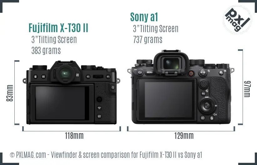 Fujifilm X-T30 II vs Sony a1 Screen and Viewfinder comparison