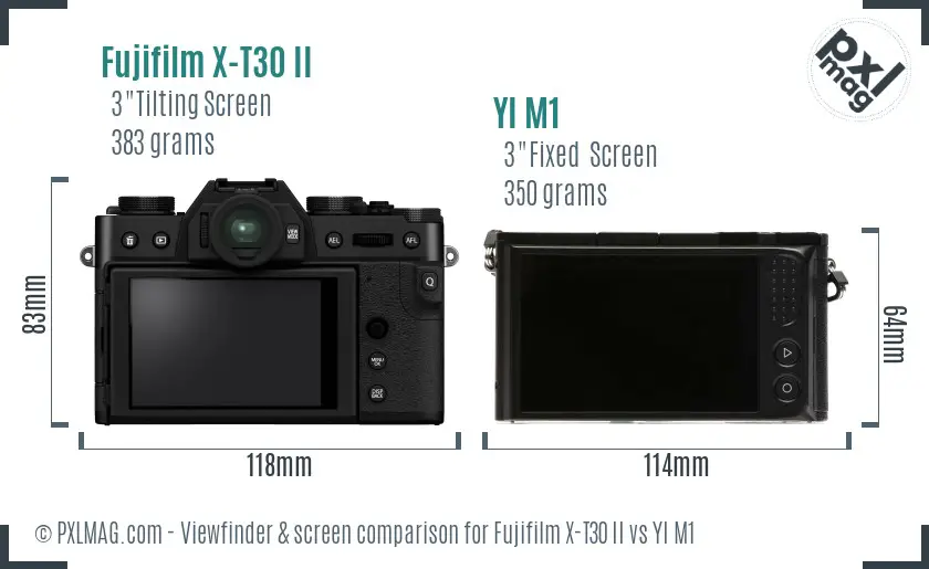 Fujifilm X-T30 II vs YI M1 Screen and Viewfinder comparison