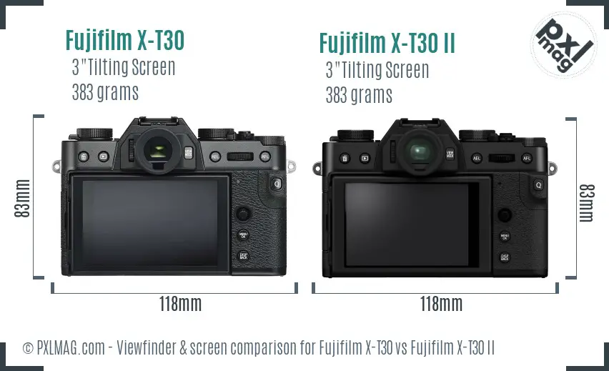 Fujifilm X-T30 vs Fujifilm X-T30 II Screen and Viewfinder comparison