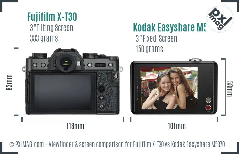 Fujifilm X-T30 vs Kodak Easyshare M5370 Screen and Viewfinder comparison