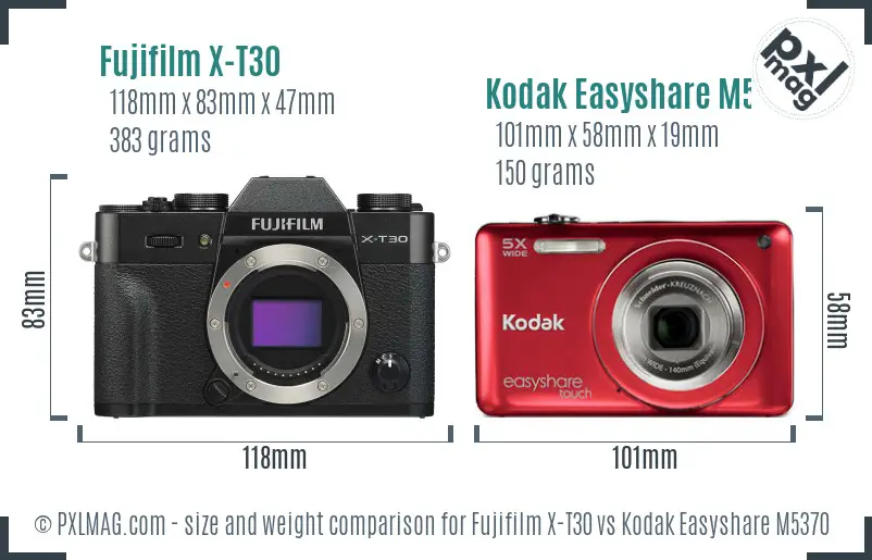 Fujifilm X-T30 vs Kodak Easyshare M5370 size comparison