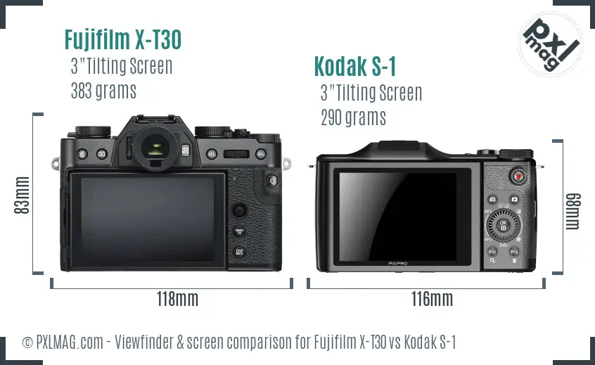 Fujifilm X-T30 vs Kodak S-1 Screen and Viewfinder comparison Fujifilm X-T30 vs Kodak S-1 Screen and Viewfinder comparison