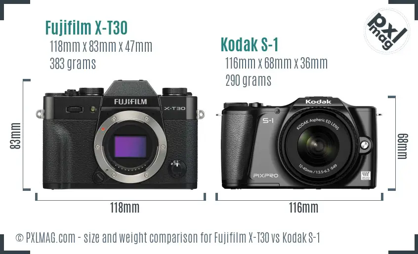 Fujifilm X-T30 vs Kodak S-1 size comparison Fujifilm X-T30 vs Kodak S-1 size comparison