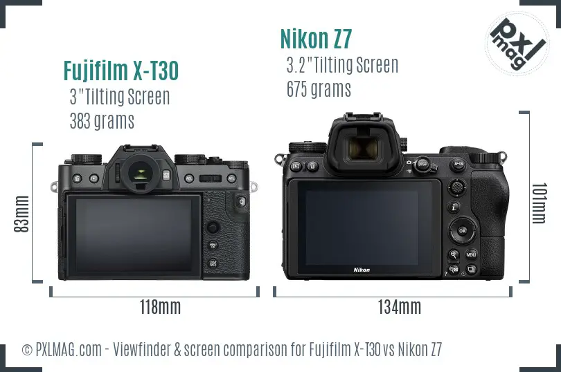 Fujifilm X-T30 vs Nikon Z7 Screen and Viewfinder comparison