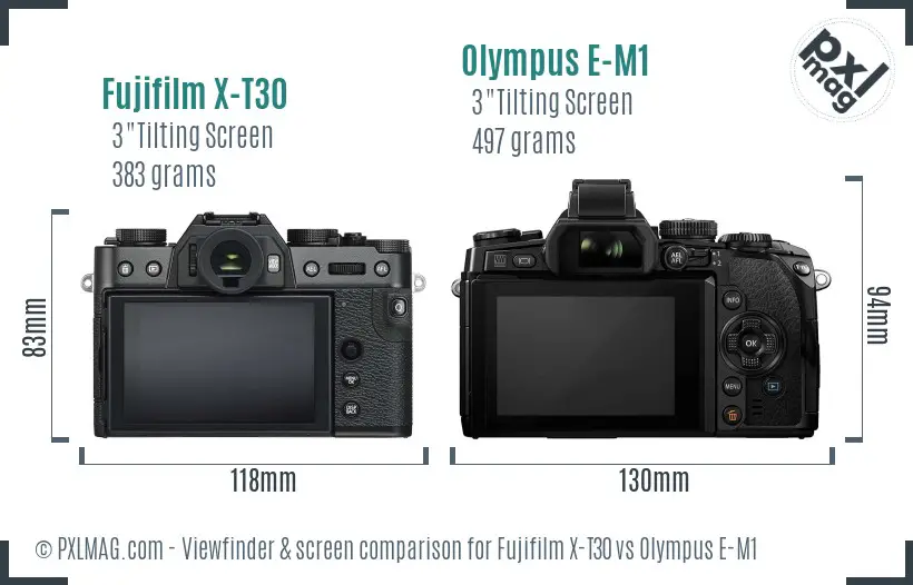 Fujifilm X-T30 vs Olympus E-M1 Screen and Viewfinder comparison