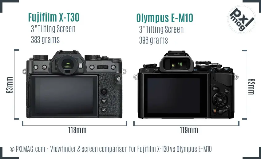 Fujifilm X-T30 vs Olympus E-M10 Screen and Viewfinder comparison