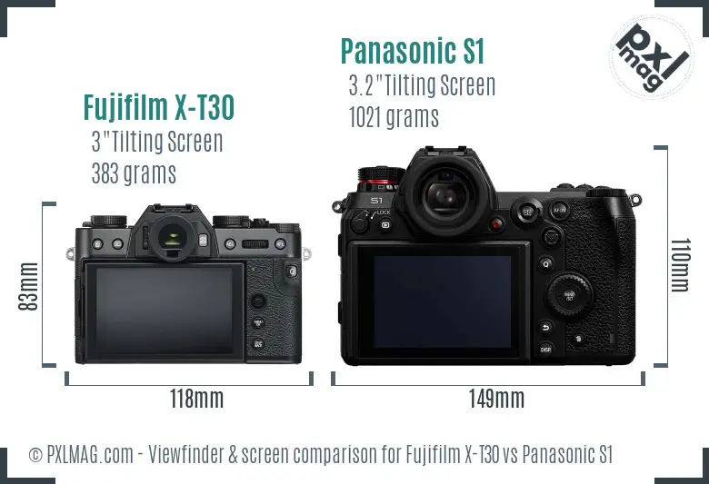Fujifilm X-T30 vs Panasonic S1 Screen and Viewfinder comparison