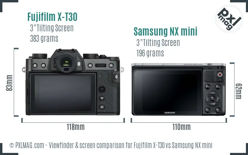 Fujifilm X-T30 vs Samsung NX mini Screen and Viewfinder comparison