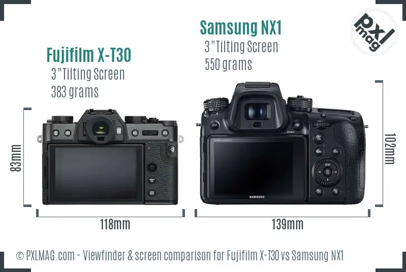 Fujifilm X-T30 vs Samsung NX1 Screen and Viewfinder comparison