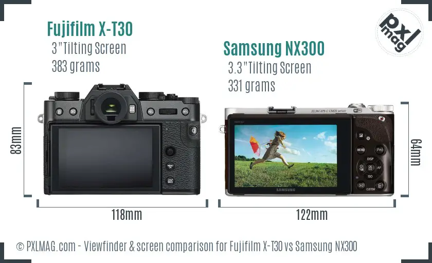 Fujifilm X-T30 vs Samsung NX300 Screen and Viewfinder comparison