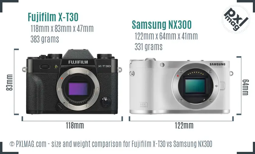 Fujifilm X-T30 vs Samsung NX300 size comparison