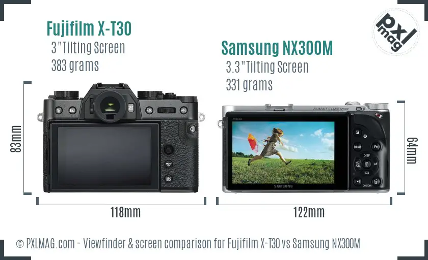 Fujifilm X-T30 vs Samsung NX300M Screen and Viewfinder comparison