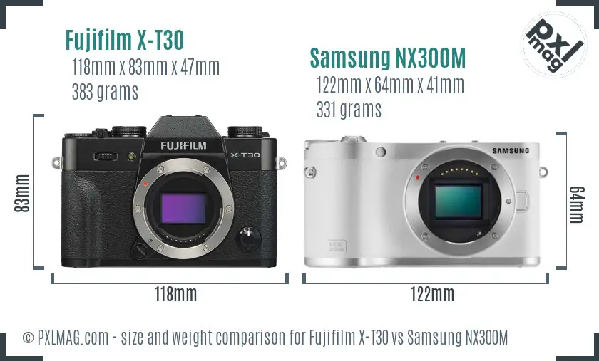 Fujifilm X-T30 vs Samsung NX300M size comparison