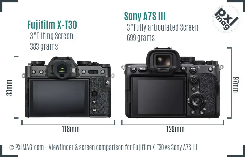Fujifilm X-T30 vs Sony A7S III Screen and Viewfinder comparison Fujifilm X-T30 vs Sony A7S III Screen and Viewfinder comparison