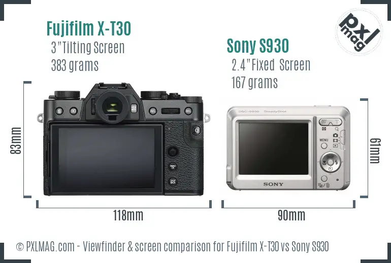 Fujifilm X-T30 vs Sony S930 Screen and Viewfinder comparison