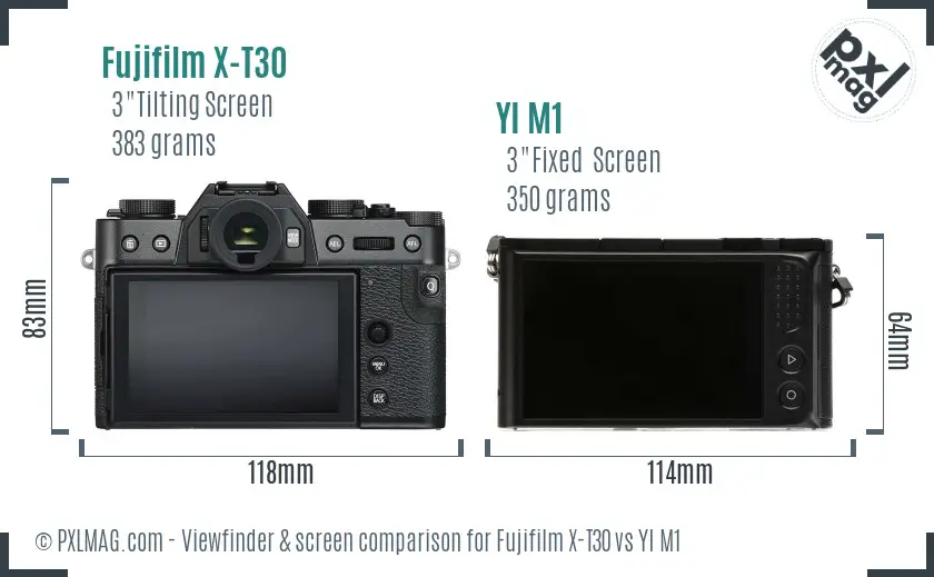 Fujifilm X-T30 vs YI M1 Screen and Viewfinder comparison