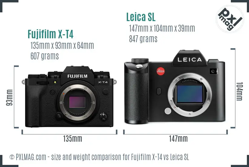 Fujifilm X-T4 vs Leica SL size comparison