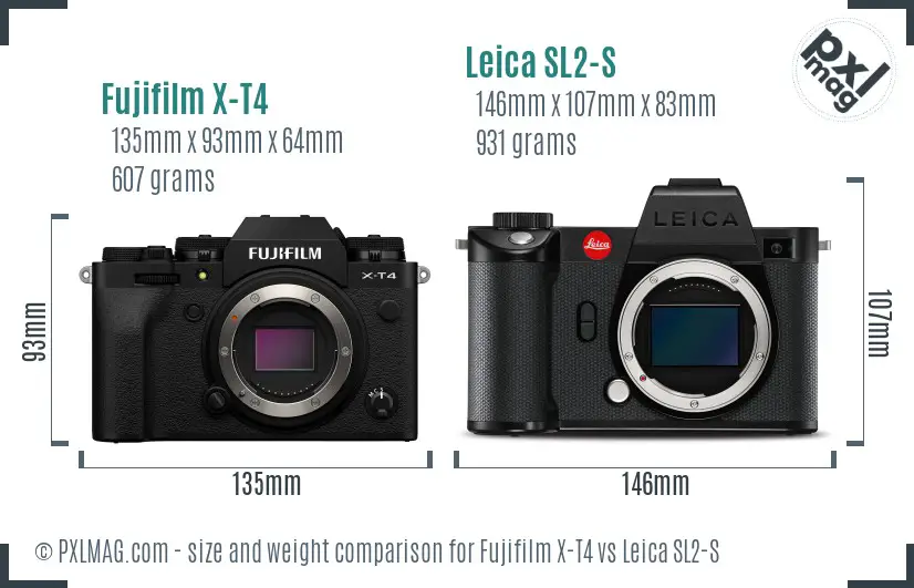 Fujifilm X-T4 vs Leica SL2-S size comparison