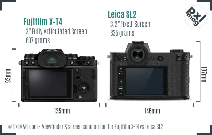 Fujifilm X-T4 vs Leica SL2 Screen and Viewfinder comparison