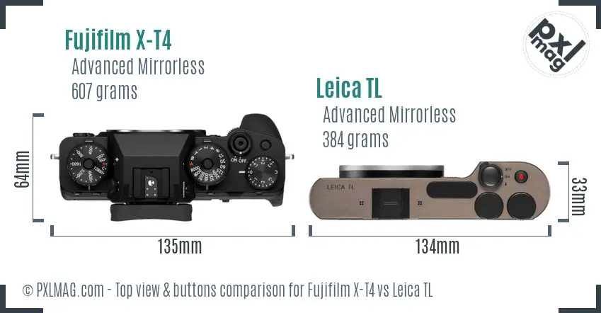 Fujifilm X-T4 vs Leica TL top view buttons comparison