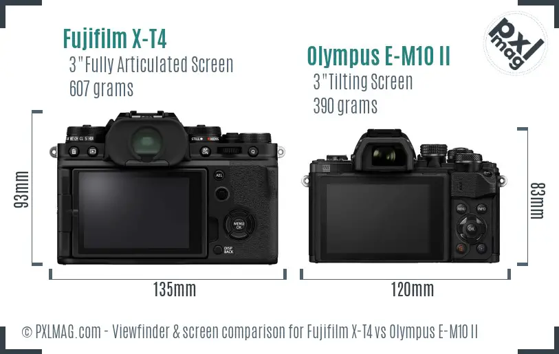 Fujifilm X-T4 vs Olympus E-M10 II Screen and Viewfinder comparison